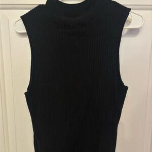 Marled Black Ribbed Mock Neck Tank